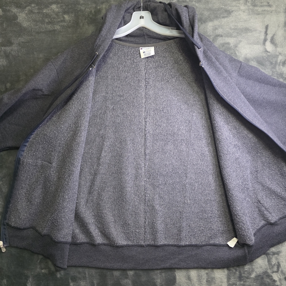 Champion Eco Authentic Men's XLarge Hoodie Pullover Sweatshirt Full Zip Blue - Picture 6 of 10
